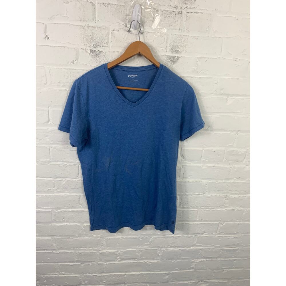 Bonobos Women's V-Neck T-Shirt Short Sleeve Cotton Regular Fit Blue Size S